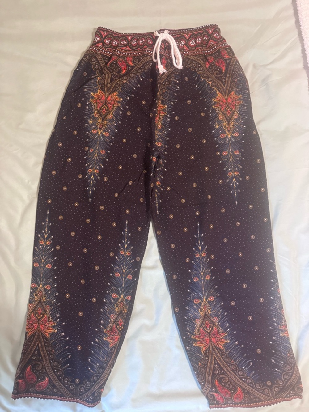 Boho Black Paisley Print Pants